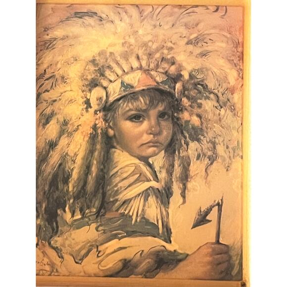 Native American Tile/Clay/Ceramic Print Portrait of a young Child Girl Wall Art - Picture 4 of 12